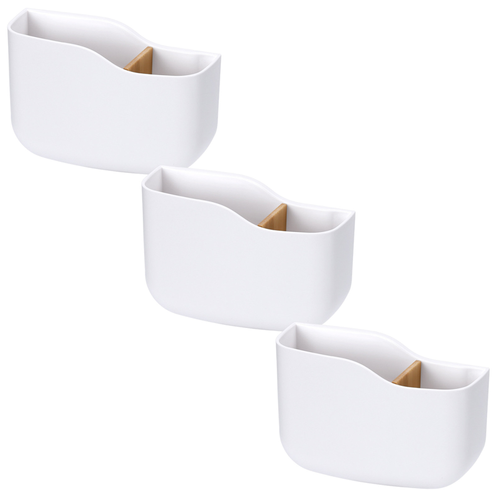 Food Storage Boxes - 3-delige afstandsbedieningshouder, wandmontage organizer, bamboe scheidingswand,