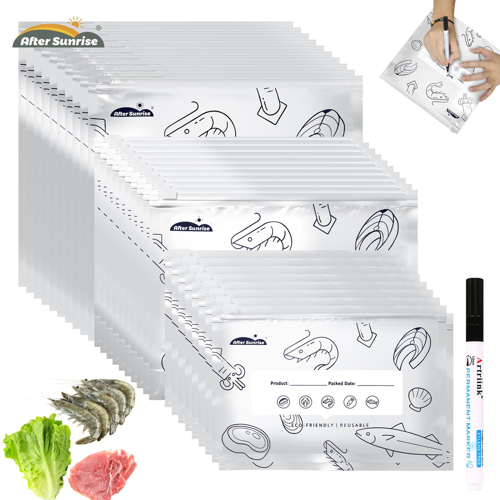 Food Storage Zip Lock Bags - 【Gekoelde Voedselproducten】Herbruikbare, afsluitbare opbergzakken van aluminiumfolie,