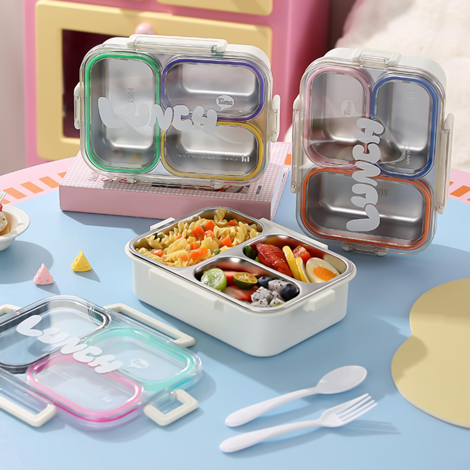 Food Storage Dividers - Roestvrijstalen lunchbox, verdeeld, lekvrij, voor schoolkinderen,