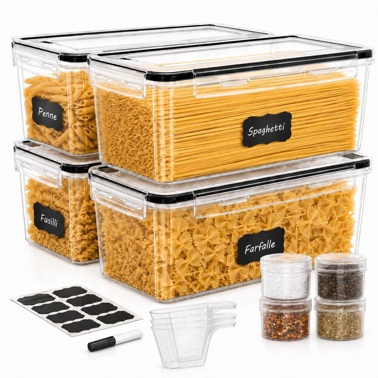 Food Storage Kitchen Container Set - Grote luchtdichte voedselopslagcontainers set 8 stuks