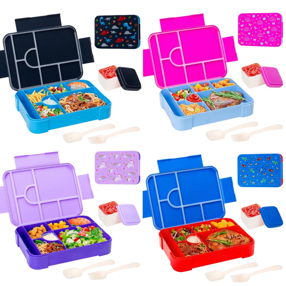 Food Storage Dividers - Schattige kinderlunchbox met patroon, draagbaar, verdeeld,
