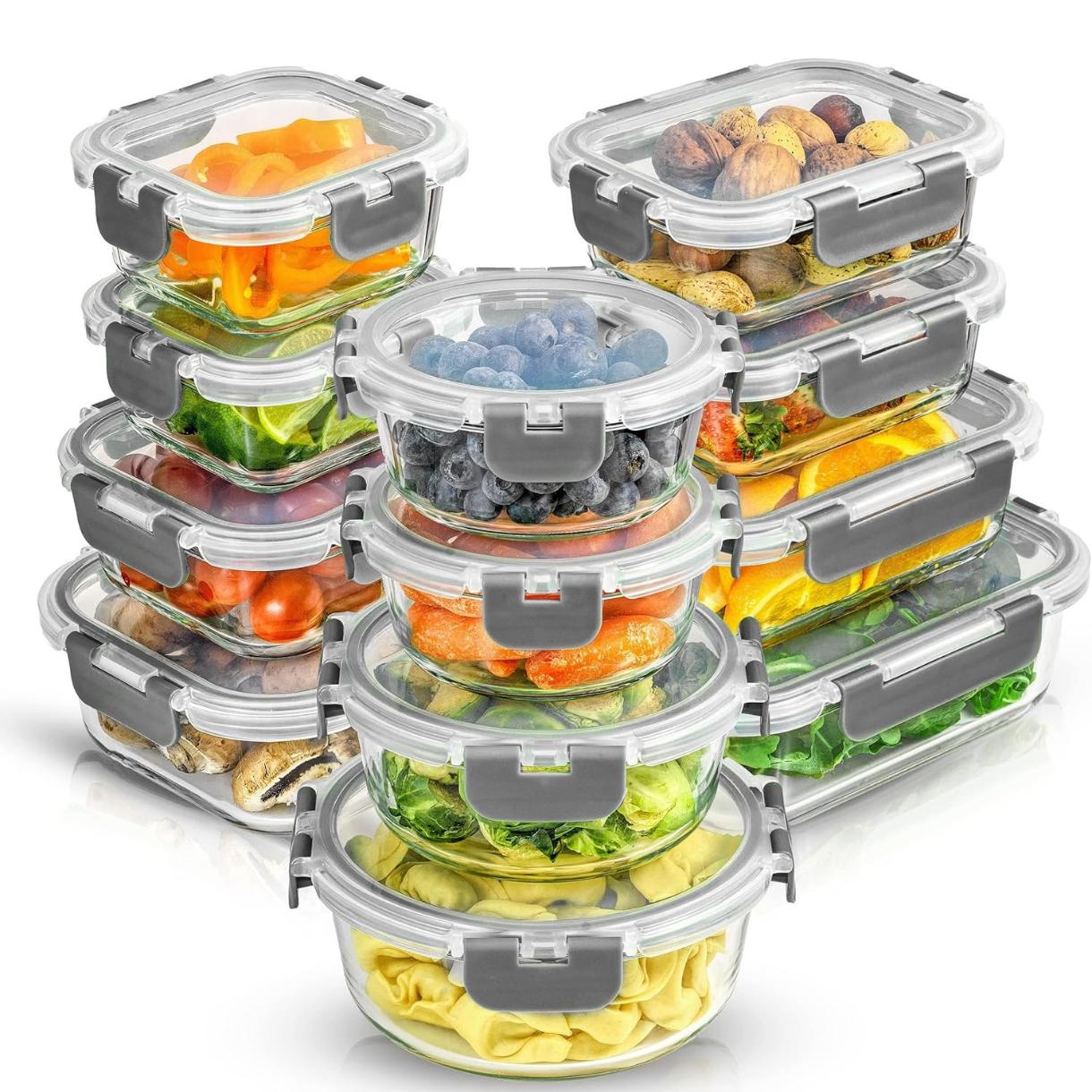 Food Storage Containers Tupperware - 24-delige opbergcontainers van borosilicaatglas met deksels