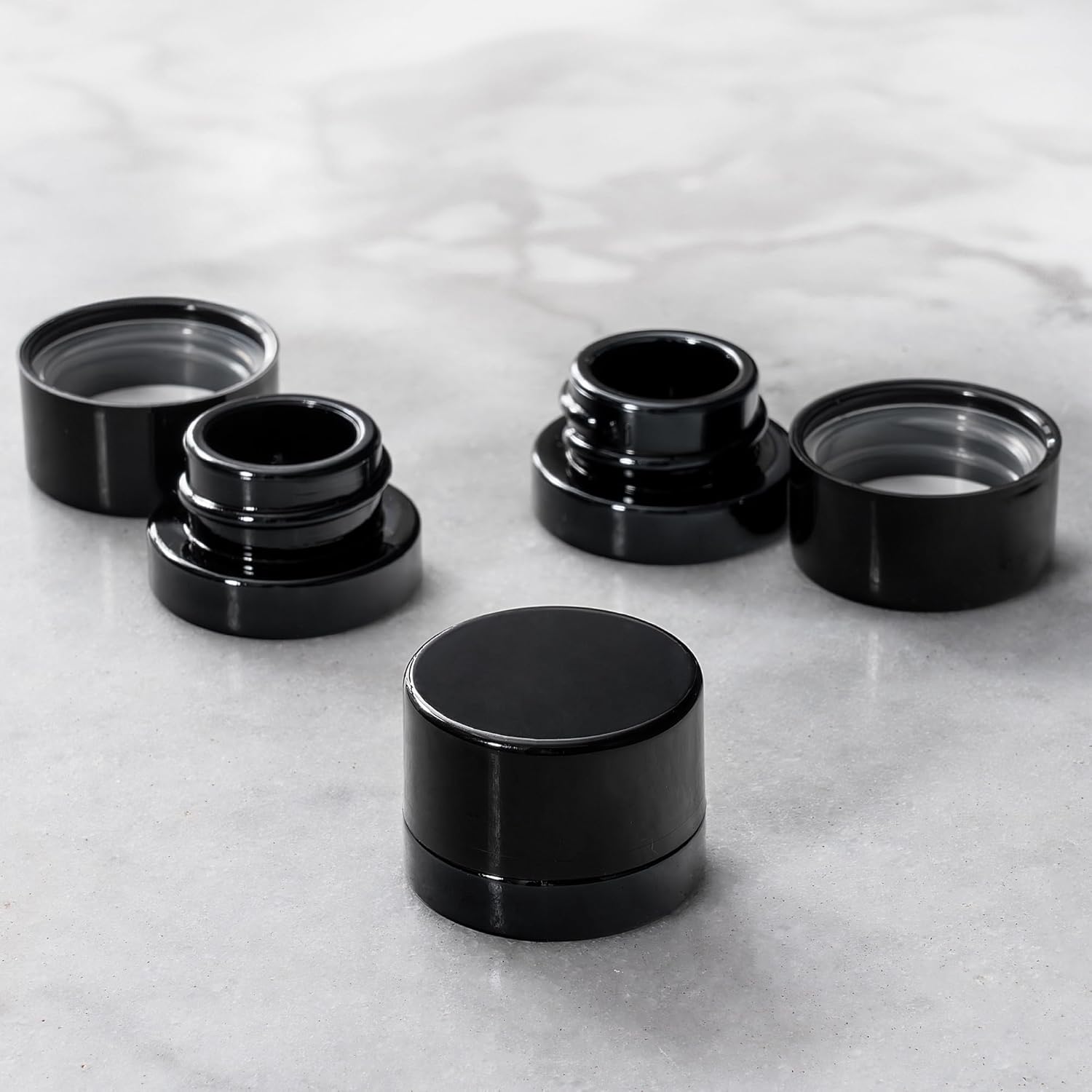 Food Storage Set Glass - 5 ml dikke zwarte glazen potten