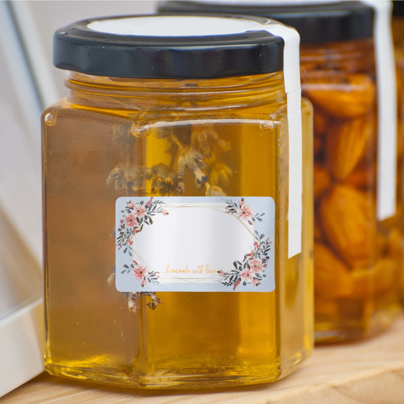 Food Storage Expiration Dates - 3 rollen blanco stickerlabels met bloemmotief,