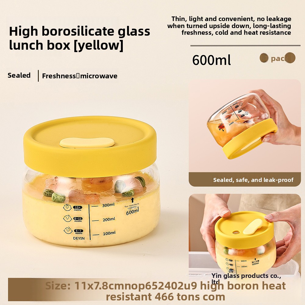 Food Storage Bins - Glazen voedselopslagcontainer Luchtdicht lekvrij voedselkom Bento
