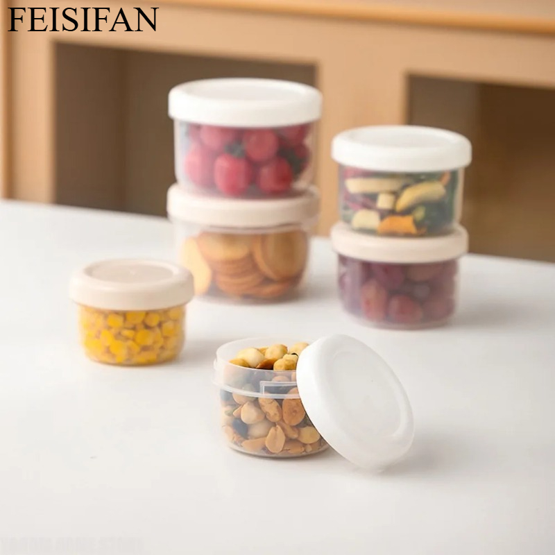 Food Storage Containers Plastic Box - Draagbare ronde plastic voedselbewaarbak met deksel,