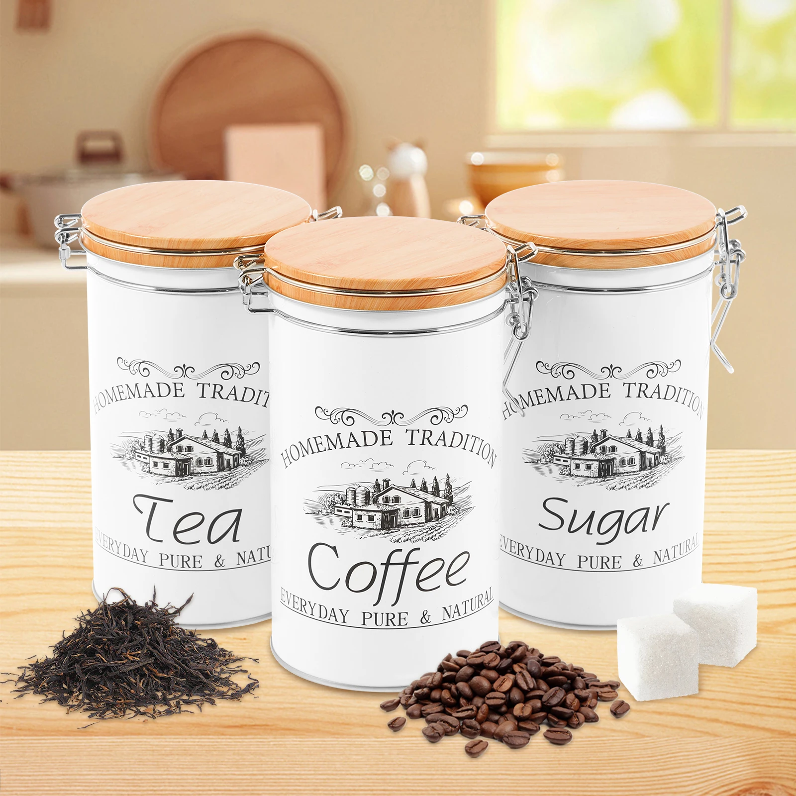 3 stks/set Thee Koffie Suikerb - Food Storage Kitchen Container Set recensie en prijs