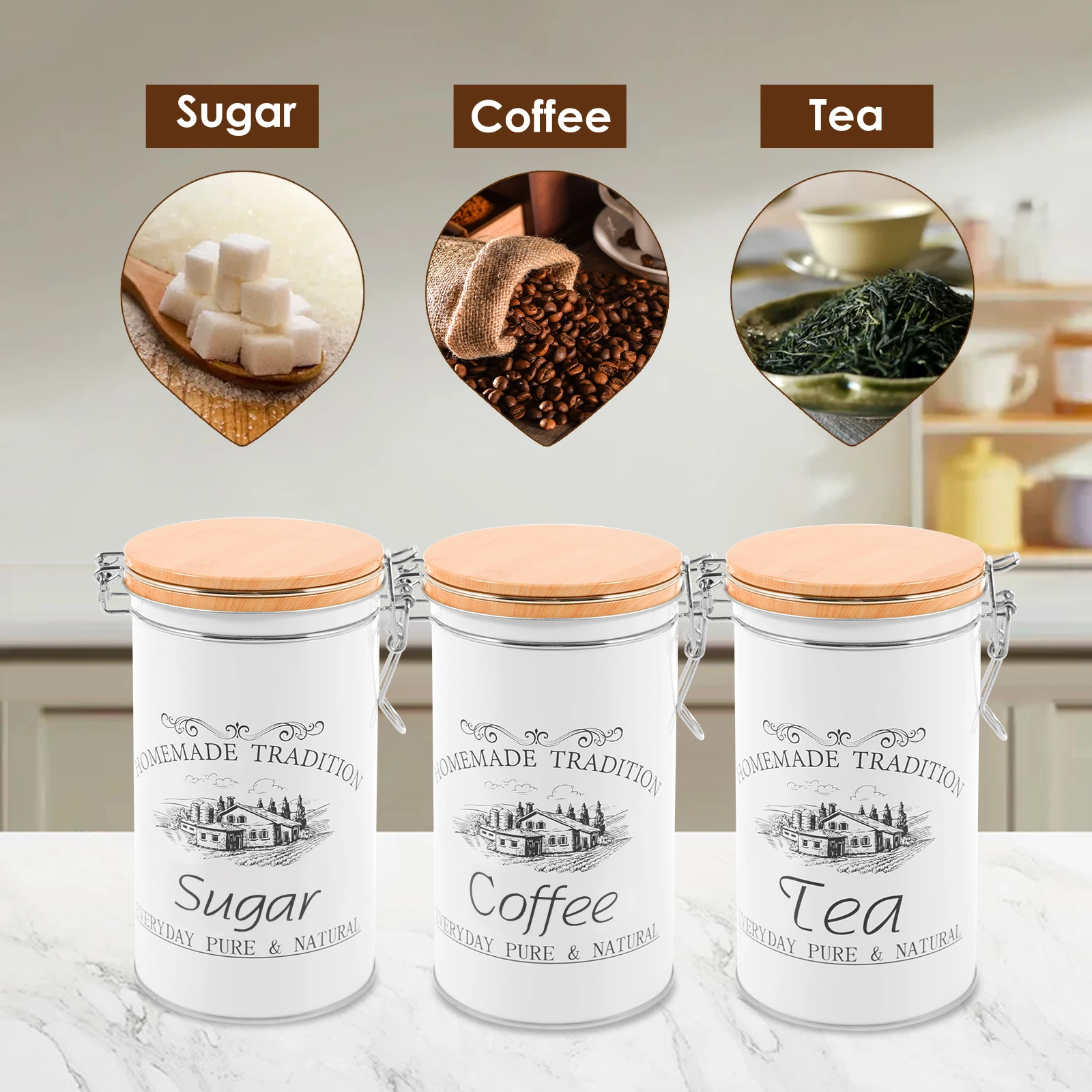 3 stks/set Thee Koffie Suikerb - Food Storage Kitchen Container Set recensie en prijs