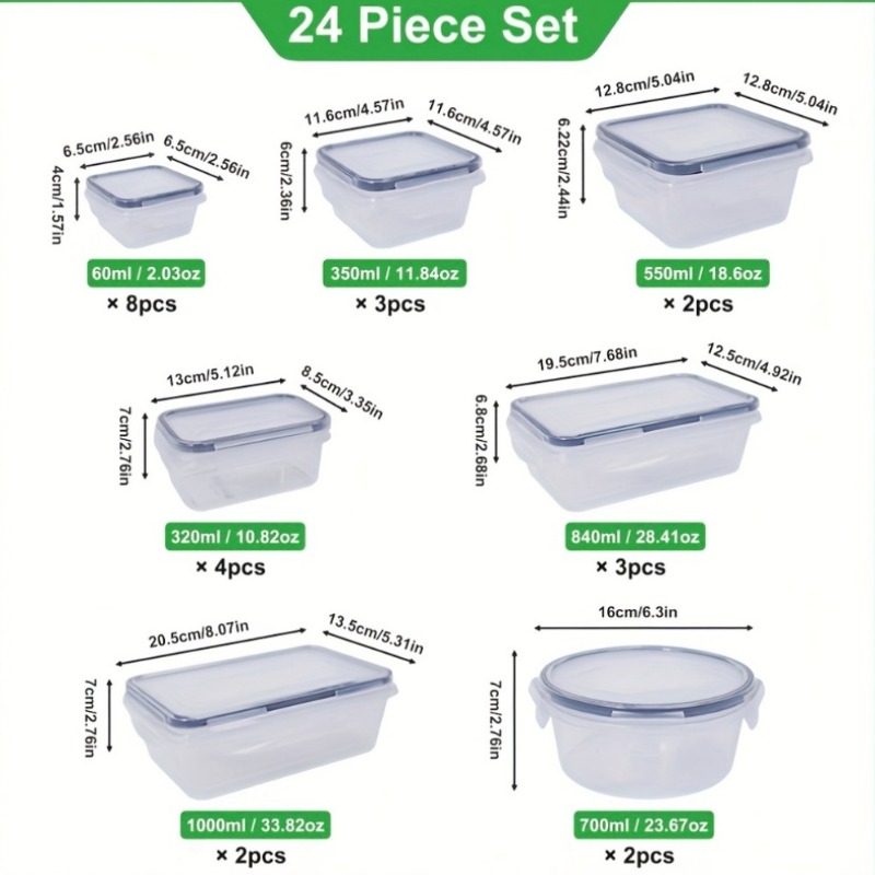 48-delige BPA-vrije voedselbew - Food Storage Kitchen Container Set recensie en prijs